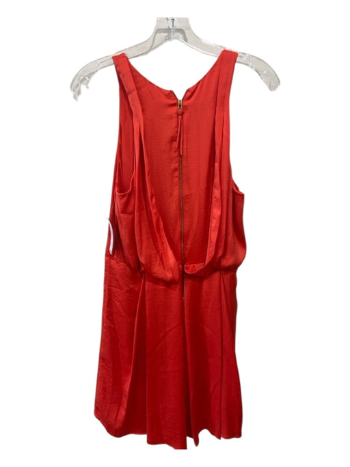 Rebecca Taylor Size 6 Coral Orange Poly Back Zip High Neck Sleeveless Dress Coral Orange / 6