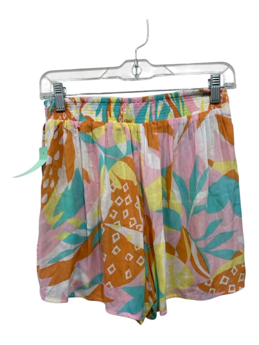 Poupette St. Barth Size Medium Pink, Yellow, Orange Viscose Sheer Pockets Shorts Pink, Yellow, Orange / Medium