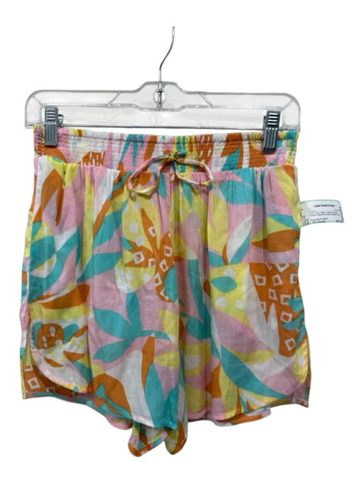 Poupette St. Barth Size Medium Pink, Yellow, Orange Viscose Sheer Pockets Shorts Pink, Yellow, Orange / Medium
