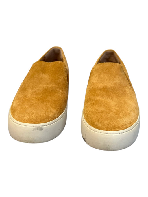 Frye Shoe Size 6.5 Mustard Suede round toe Slip On Flat stretch panels Shoes Mustard / 6.5
