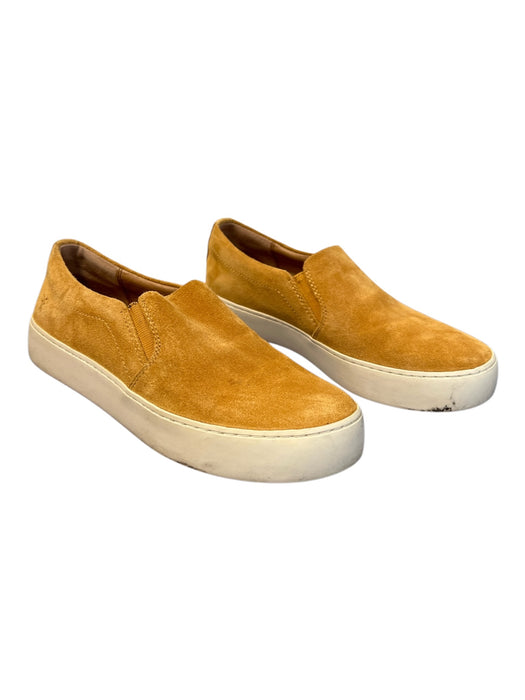 Frye Shoe Size 6.5 Mustard Suede round toe Slip On Flat stretch panels Shoes Mustard / 6.5