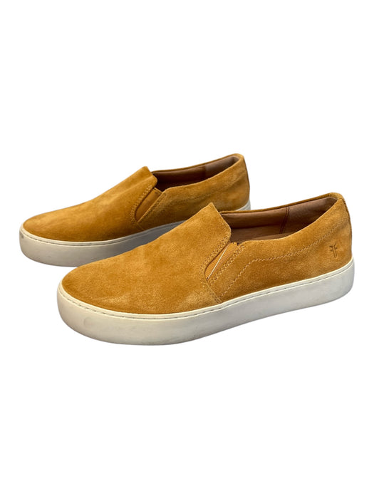 Frye Shoe Size 6.5 Mustard Suede round toe Slip On Flat stretch panels Shoes Mustard / 6.5