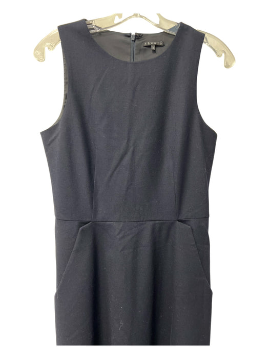Theory Size 8 Navy Polyester Blend Short Sleeve Back Zip Scoop Neck Dress Navy / 8