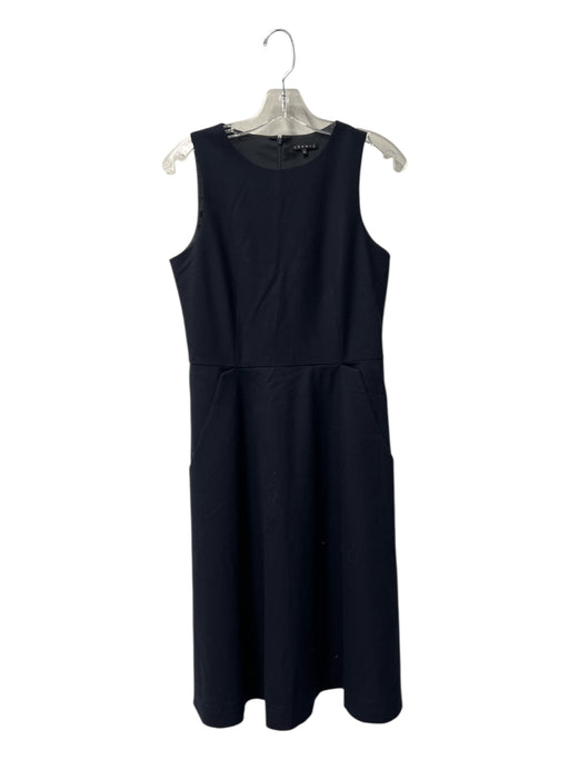 Theory Size 8 Navy Polyester Blend Short Sleeve Back Zip Scoop Neck Dress Navy / 8