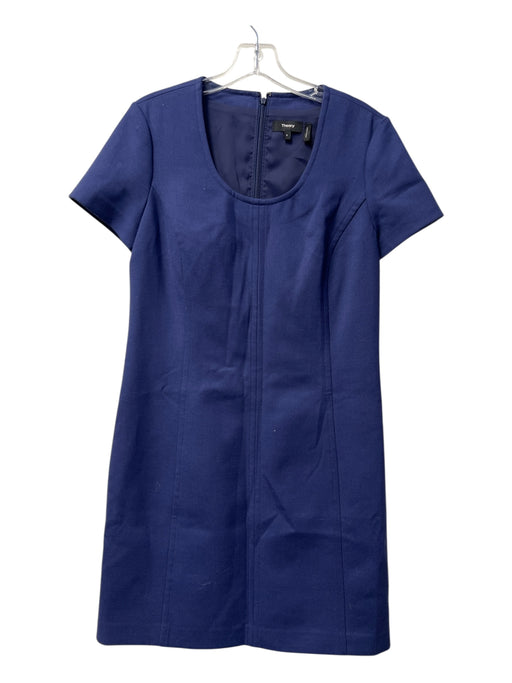 Theory Size 4 Black Wool Blend Sleeveless Round Neck Back Zip Dress Black / 4