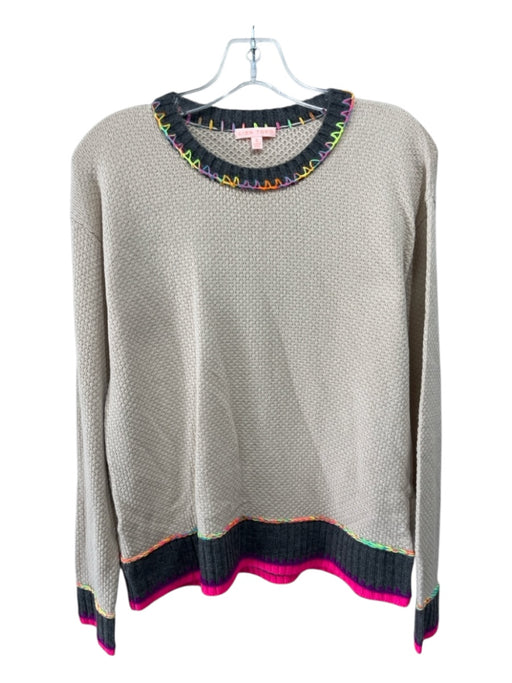 Lisa Todd Size S Gray, Pink, Green Cotton Color Block Stitching Sweater Gray, Pink, Green / S