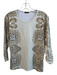 J. McLaughlin Size L Beige & Brown Nylon Long Sleeve Paisley Print Stretch Top Beige & Brown / L