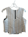 Milly Size 8 White & Nude Cotton Blend Sleeveless Striped V Neck Side Zip Top White & Nude / 8