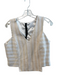 Milly Size 8 White & Nude Cotton Blend Sleeveless Striped V Neck Side Zip Top White & Nude / 8