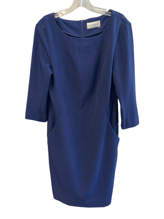 M.M. Lafleur Size 12 Navy Blue Polyester Long Sleeve solid color Pockets Dress Navy Blue / 12