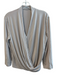 M.M. Lafleur Size L Beige Acetate Long Sleeve Satin V Neck Wrap Detail Top Beige / L