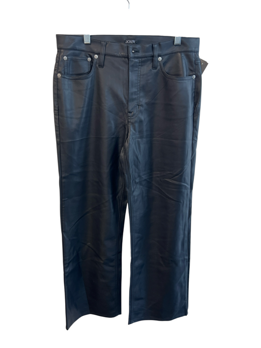 J Crew Size 28 Black Polyurethane High Rise 5 Pocket Zip Fly Wide Leg Pants Black / 28