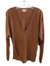 Open Edit Size M Brown Viscose Blend Long Sleeve solid color V Neck Knit Top Brown / M