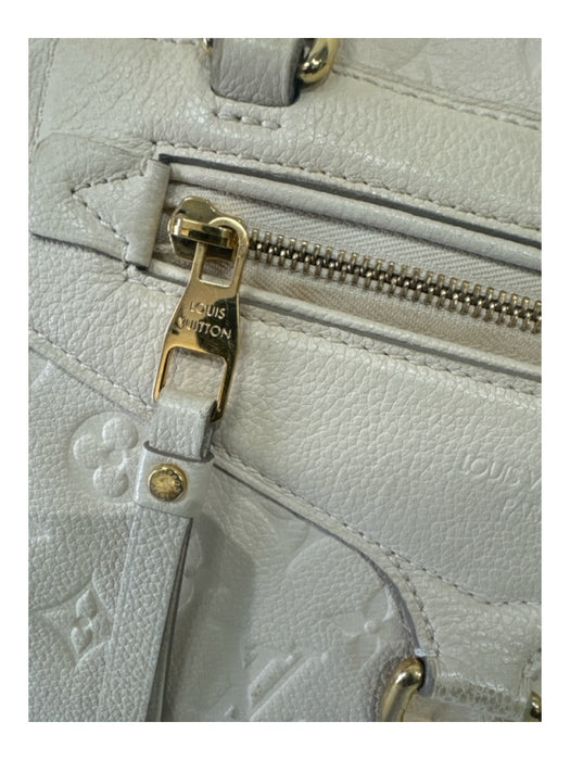 Louis Vuitton White Leather Monogram Shoulder Bag Gold Hardware Top Zip Bag White / L