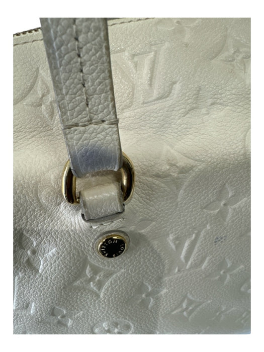 Louis Vuitton White Leather Monogram Shoulder Bag Gold Hardware Top Zip Bag White / L