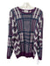 Massimo Size L White Blue Purple Cotton Blend Knit Chevron Plaid Sweater White Blue Purple / L