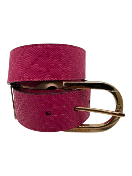 Gucci Hot pink Coated Canvas Gold hardware Round Buckle stitched detail Belts Hot pink / 32