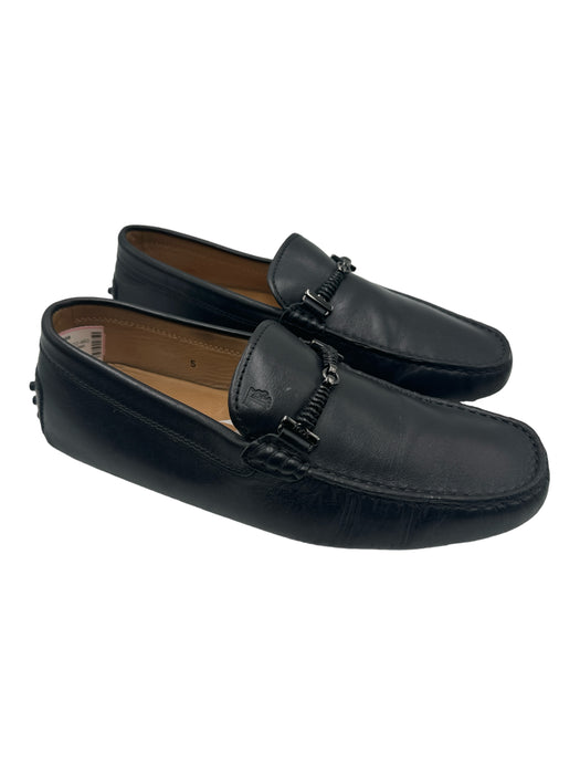 Tods Shoe Size 5 Black Leather Square Toe Rope Detail Loafers Black / 5