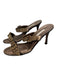 Manolo Blahnik Shoe Size 37 Brown & Gold Leather 2 Strap Rhinestone Buckle Shoes Brown & Gold / 37