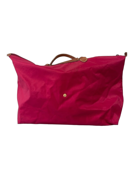 Longchamp Red Nylon Leather Handles Zipper Closure Tote Purse Red / Large