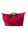 Longchamp Red Nylon Leather Handles Zipper Closure Tote Purse Red / Large