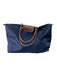 Longchamp Navy Nylon Leather Handles Zipper Closure Tote Purse Navy / Large