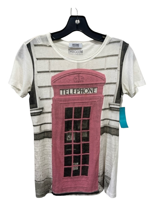 Moschino Cheap & Chic Size 6 White, Pink, Black Cotton Telephone Booth Top White, Pink, Black / 6