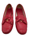 Prada Shoe Size 40 Red Leather Grip Bottom Logo Detail Tassel Slip On Loafers Red / 40