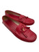 Prada Shoe Size 40 Red Leather Grip Bottom Logo Detail Tassel Slip On Loafers Red / 40