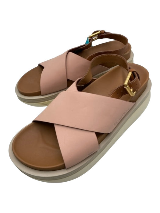 See By Chloe Shoe Size 39 Pink, Brown, White Leather Back Buckle Sandals Pink, Brown, White / 39