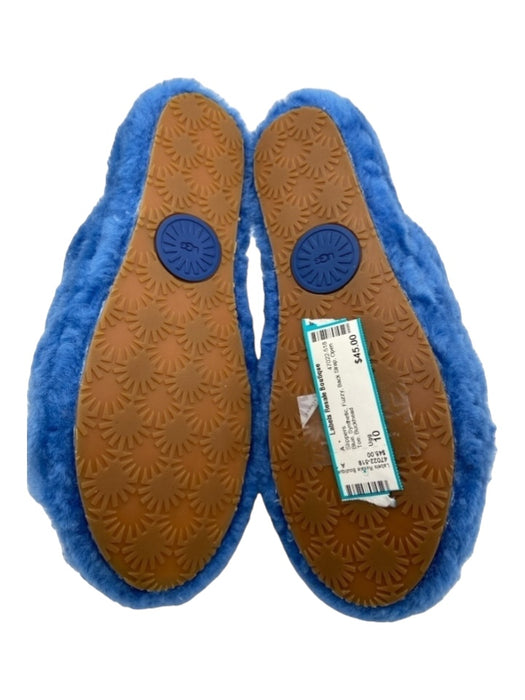 Ugg Shoe Size 10 Blue Synthetic Fuzzy Back Strap Open Toe Slippers Blue / 10