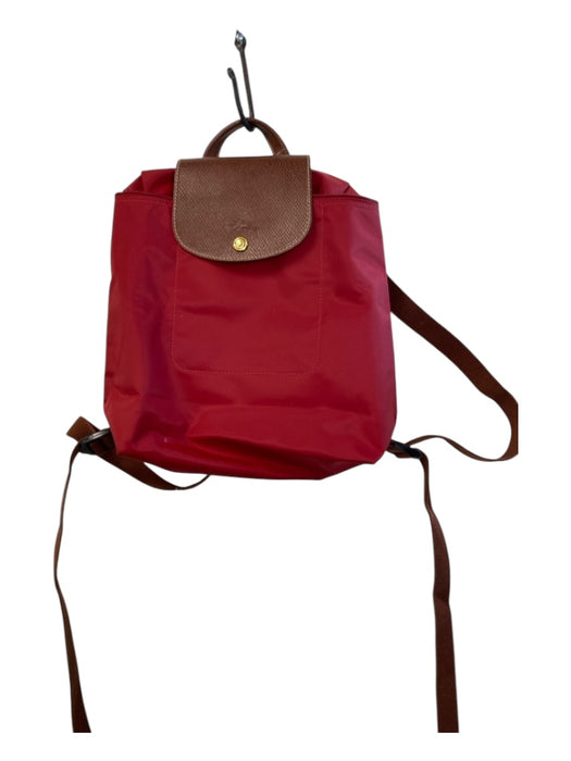 Longchamp Red Nylon Leather Detail Top Zip Inner Pocket Backpack Bag Red / S