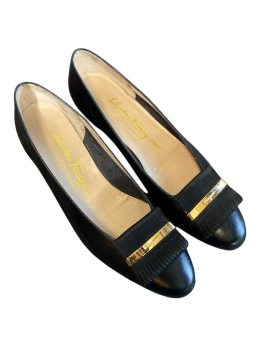 Ferragamo Shoe Size 6.5 Black Leather Almond Toe Tassel Detail Flat Shoes Black / 6.5