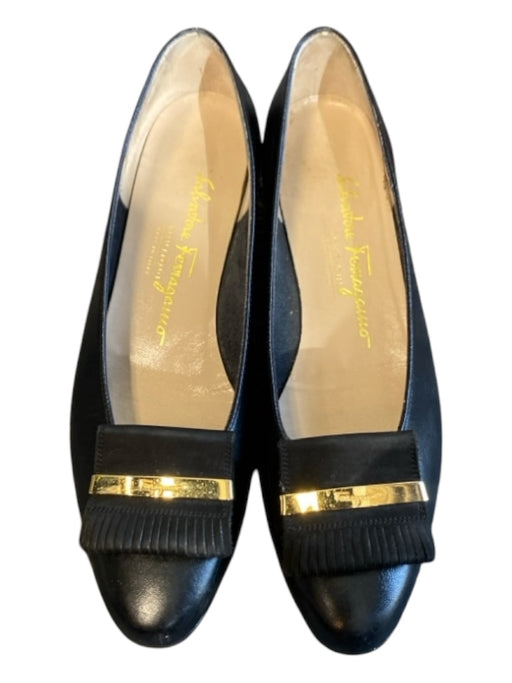 Ferragamo Shoe Size 6.5 Black Leather Almond Toe Tassel Detail Flat Shoes Black / 6.5