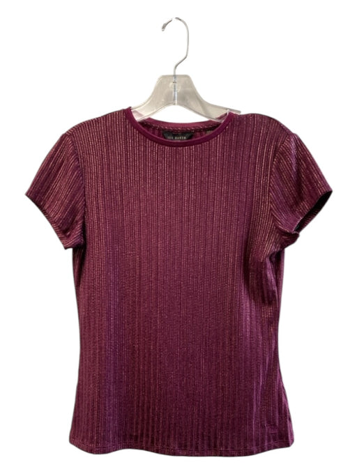 Ted Baker Size 1 Merlot & Gold Missing Fabric Tag Round Neck Short Sleeve Top Merlot & Gold / 1