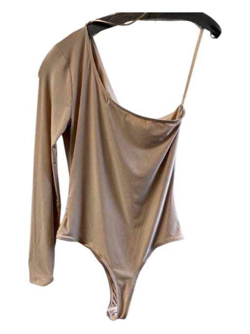 21 Saints Size M nude Polyester One Shoulder Long Sleeve Cutout Bodysuit nude / M