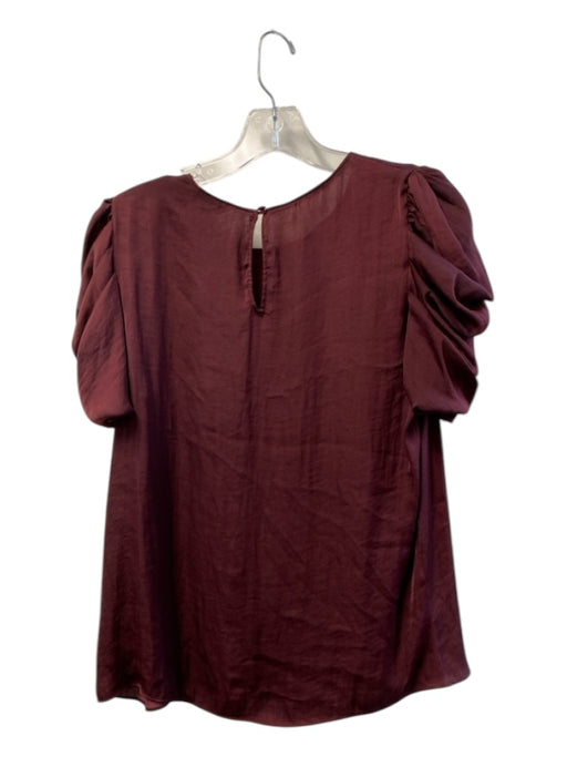 Naked Zebra Size M Merlot Polyester Round Neck Short Puff Sleeve Satin Top Merlot / M