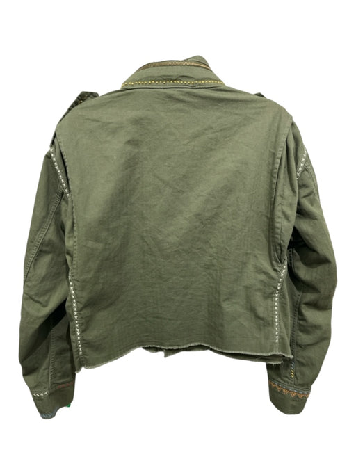 Polo Ralph Lauren Size S Olive & Multi Cotton Zip & Button Embroidered Jacket Olive & Multi / S