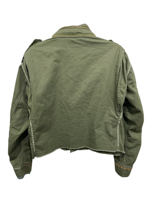 Polo Ralph Lauren Size S Olive & Multi Cotton Zip & Button Embroidered Jacket Olive & Multi / S