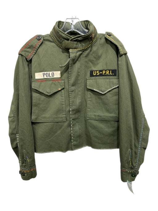 Polo Ralph Lauren Size S Olive & Multi Cotton Zip & Button Embroidered Jacket Olive & Multi / S