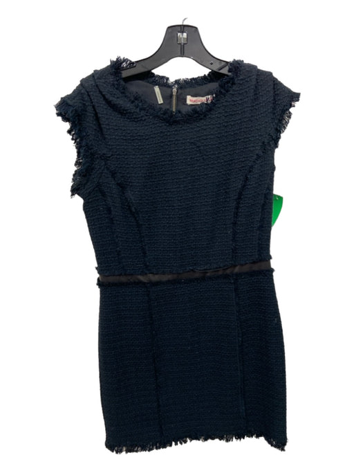 Rebecca Taylor Size 12 Black & Brown Cotton Blend Cap Sleeve tweed Fringe Dress Black & Brown / 12