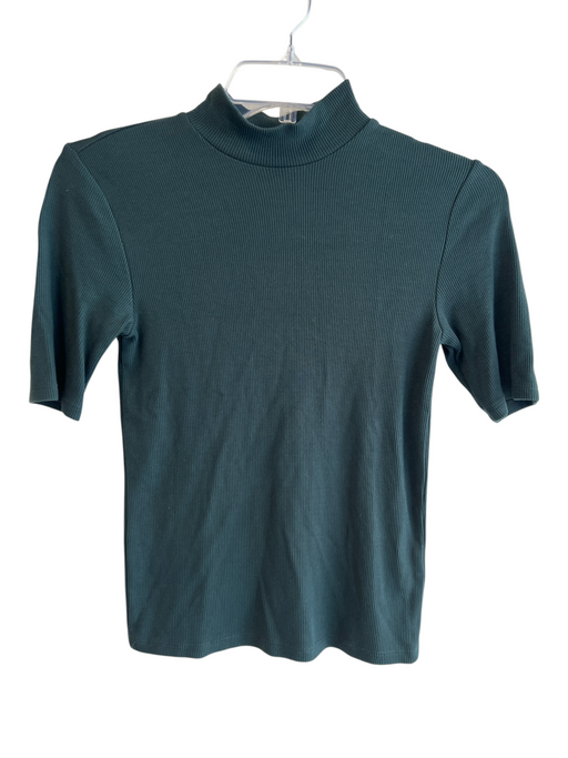 Marine Layer Size XS Green Tencel Ribbed Knit High Neck Short Sleeve Top Green / XS