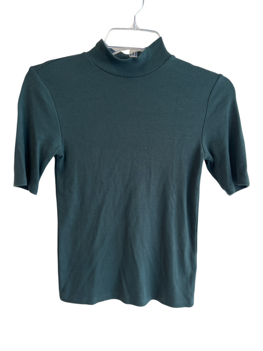 Marine Layer Size XS Green Tencel Ribbed Knit High Neck Short Sleeve Top Green / XS
