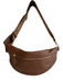 Quince Brown Pebble Leather Gold hardware Zip Close Crossbody Fanny Pack Bag Brown / S