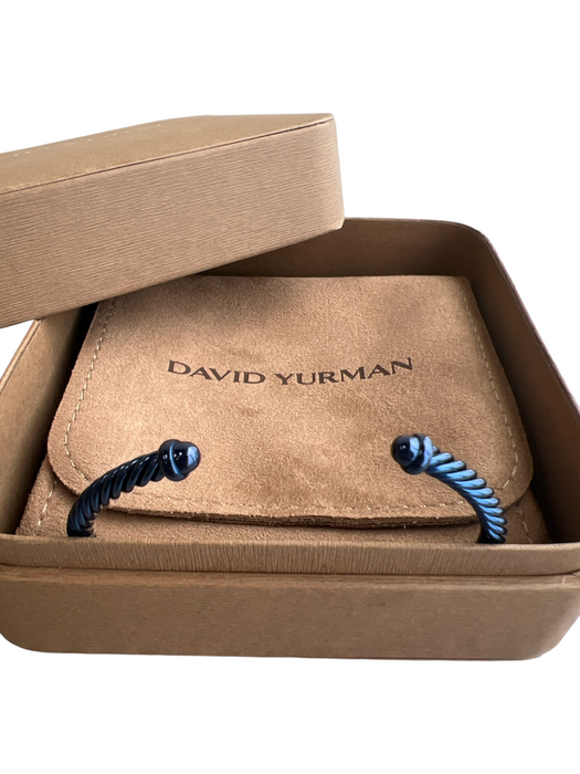 David Yurman Blue Aluminium Cable Solid cuff 4 button Bracelet Blue