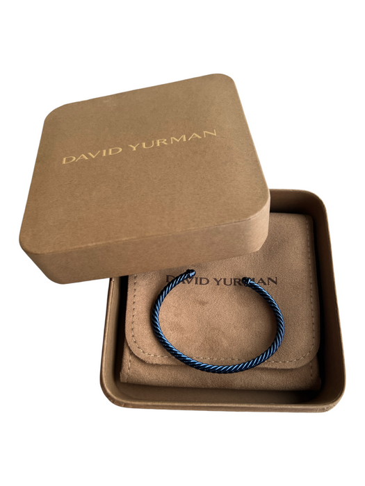David Yurman Blue Aluminium Cable Solid cuff 4 button Bracelet Blue