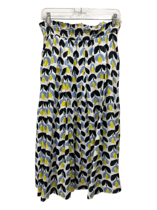 Buru Size L Blue, Black, White Paper Bag Waist Floral Elastic Waist Midi Skirt Blue, Black, White / L