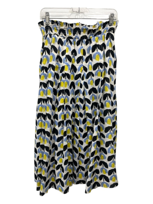 Buru Size L Blue, Black, White Paper Bag Waist Floral Elastic Waist Midi Skirt Blue, Black, White / L