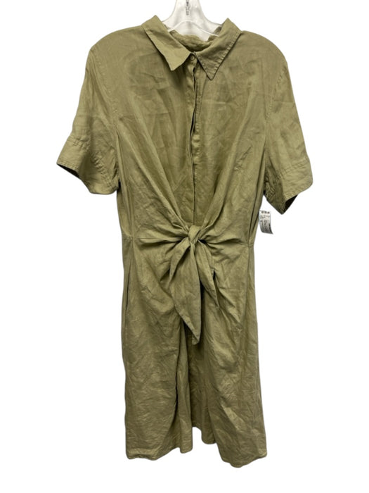 Lauren Ralph Lauren Size 16 Sage green Linen Short Sleeve Knot Detail Dress Sage green / 16