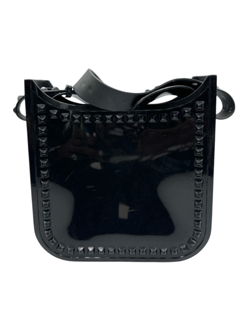 Carmen Sol Black Rubber Crossbody Strap Rock Studs Magnetic Close Saddle Bag Bag Black